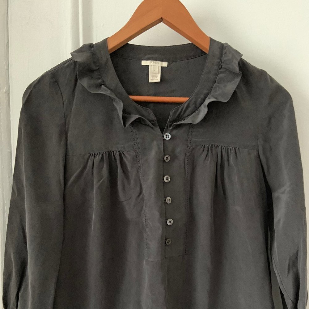 JCrew 100% silk gray blouse, elegant design, 4